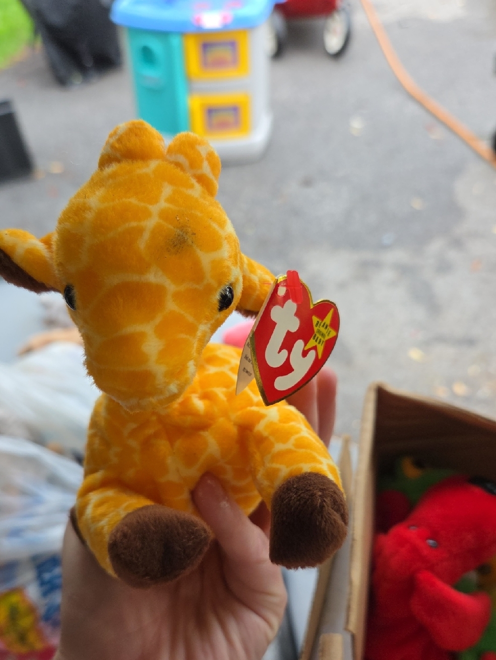 Ty Yellow Giraffe Beanie Baby Plush with Brown Accents
